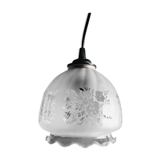 Floral glass hanging lamp