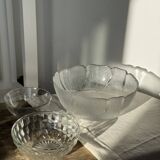Small vintage glass bowl with a cube pattern.