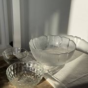 Petit saladier en verre vintage à motif de cubes