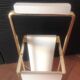 White lacquered wood and brass umbrella stand / vintage 60s-70s