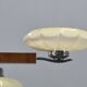 1940s Czechoslovak Art Deco Chandelier in Walnut Chrome and Glass