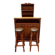 Bar anglais antique en acajou Chesterfield avec tabourets de bar