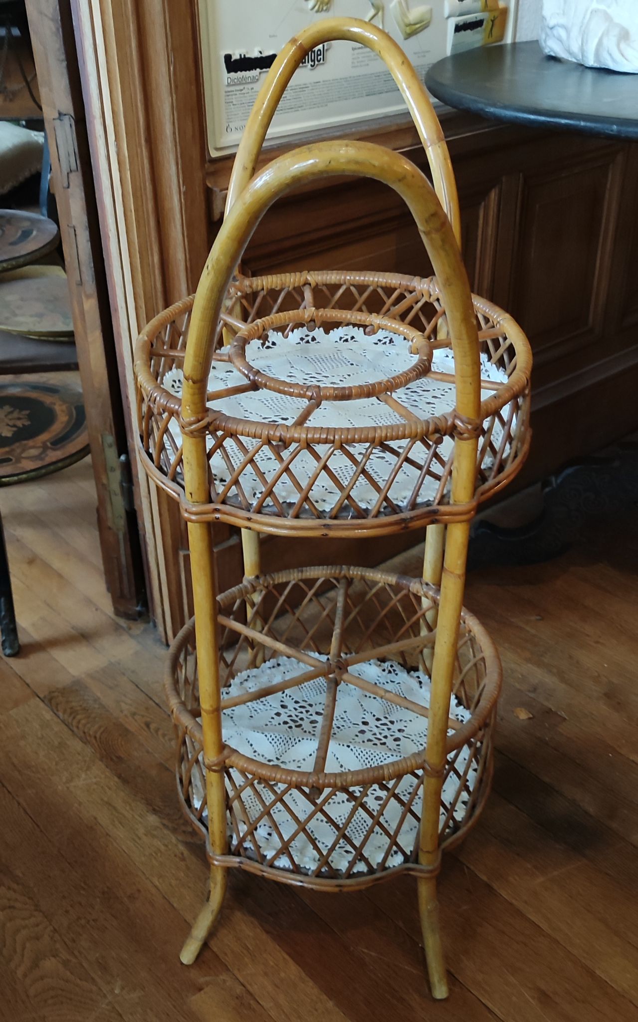 Rattan serving table