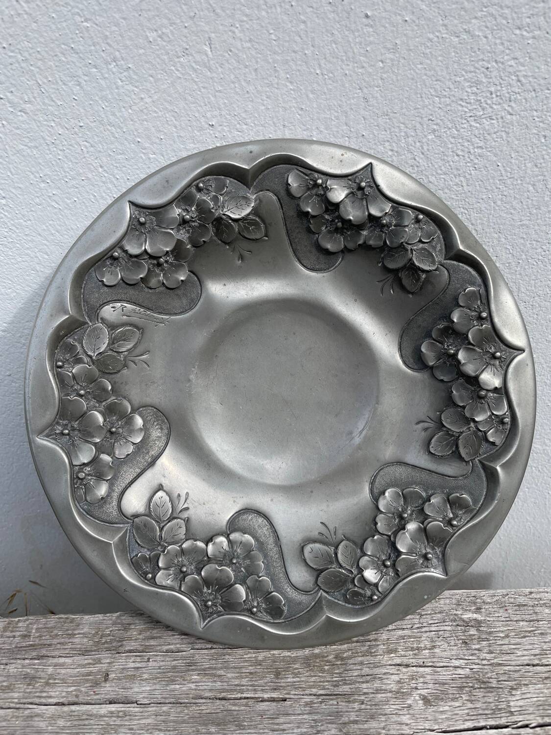Signed metal salad bowl