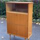 Vintage Scandinavian glass secretary with 3 doors and compass legs 145cm