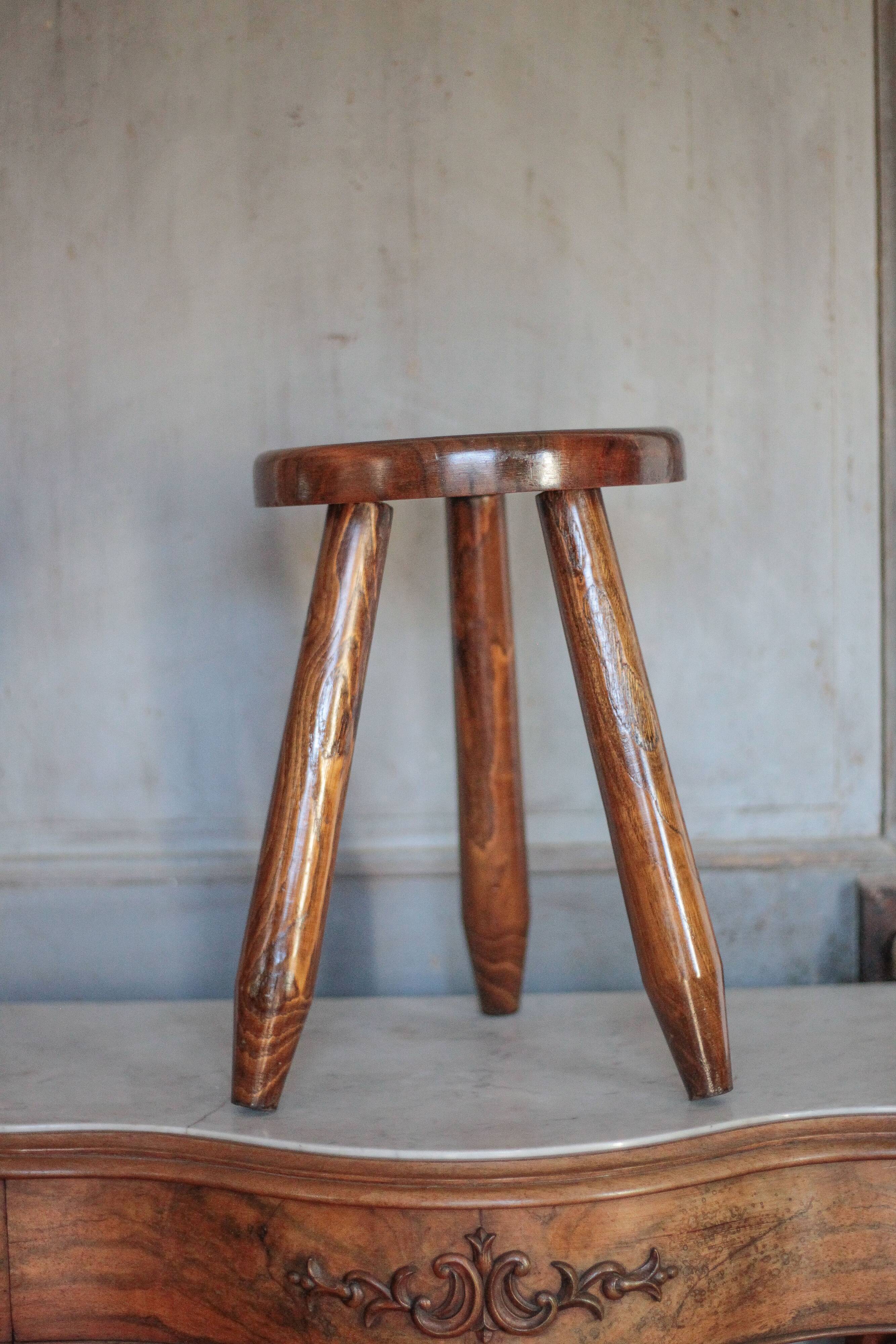 Tabouret vintage, tabouret bois, tabouret tripode , tabouret d'appoint