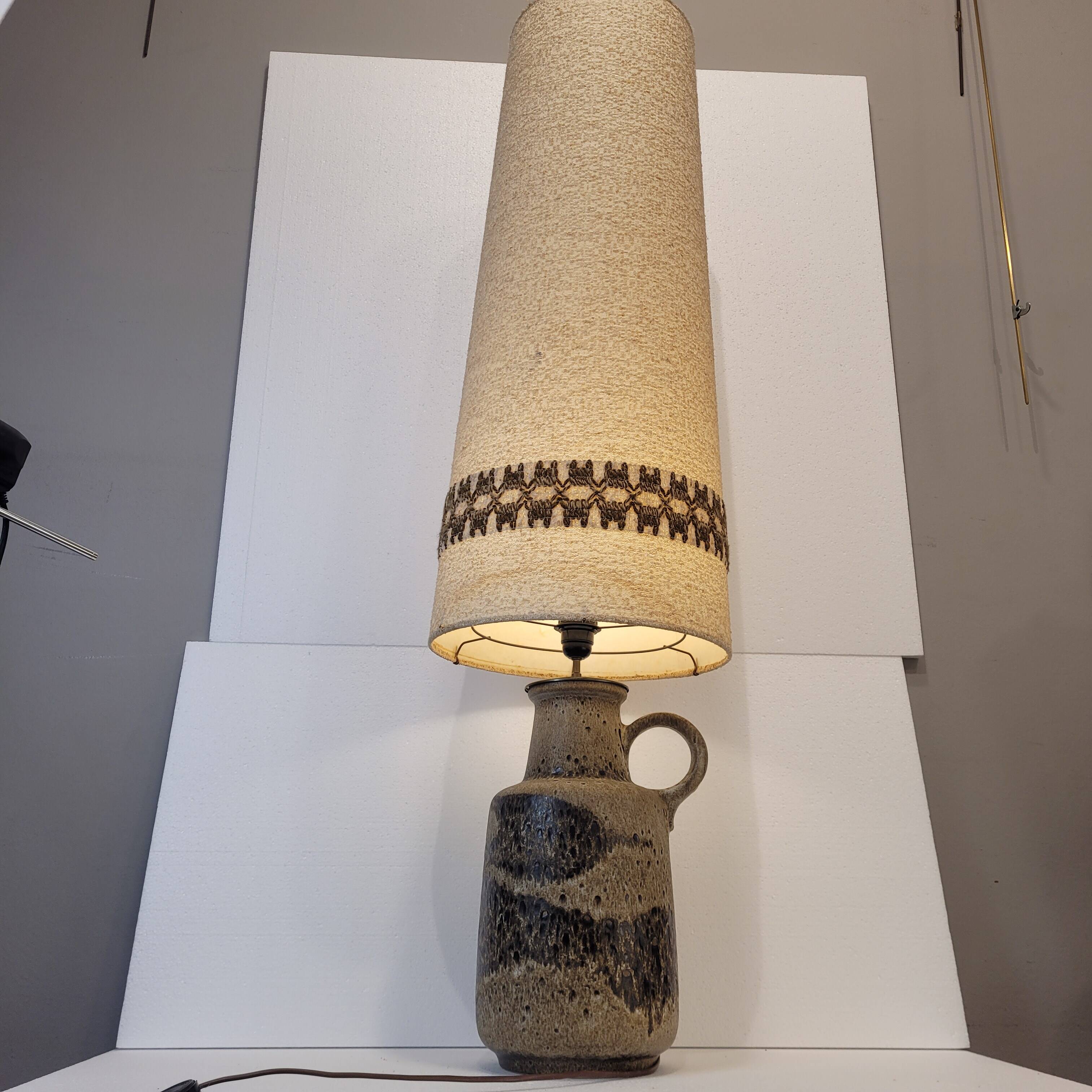 Lámpara cerámica Fat Lava con pantalla original, Scheurich Keramik, 60’s