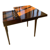 Table à jeux Louis XVI fin XIXe, en palissandre à damier marqueté et backgammon