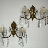 Paire d’appliques bronze et cristal
