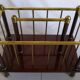 Magazine holder or vintage wood & brass bottles