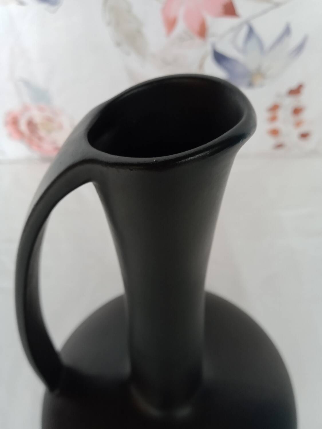 Black ceramic handle vase
