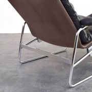 Bauhaus Leather and Chrome Model Fenix Chaise Longue by Sam Larsson for Dux