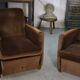 Pair of Art Deco velvet club chairs in the style of Jules Leleu, 1930s