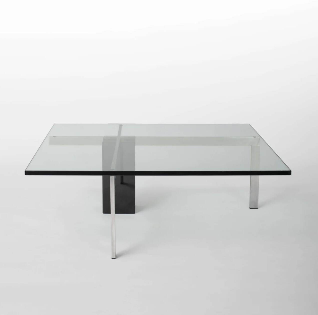 KW1 glass, metal and granite coffee table by Hank Kwint for Metaform 1980s