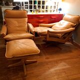 Pairs of armchairs and ottoman by Soda Galvano for Lied Mobler, Norway 1970