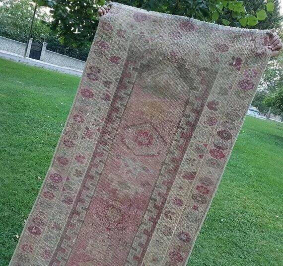 Vintage Turkish hallway rug 85x397 cm