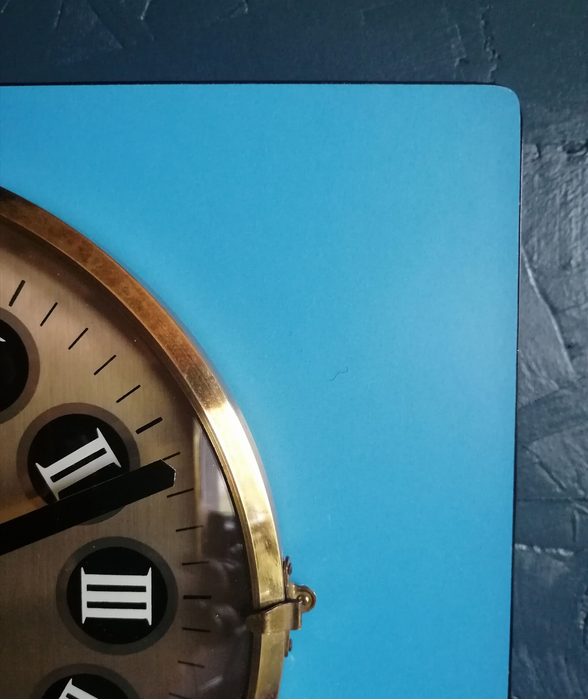 Vintage formica clock silent rectangular wall clock "Blue Kiple"