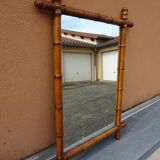 Old wood mirror bamboo 76 x 60 cm