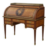 Louis XVI style cylinder desk in marquetry from the Napoleonic III period.