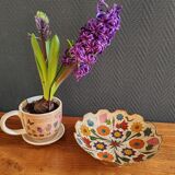 Vintage Enamelled Brass Fruit Bowl – Floral Centrepiece with Edge Fe