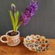 Vintage Enamelled Brass Fruit Bowl – Floral Centrepiece with Edge Fe