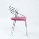 Ensemble de quatre chaises de salle à manger italiennes des années 50 en chrome et velours rose.
