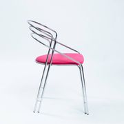 Set of Four Midcentury Italian Dining Chairs in Chrome and Pink Velvet