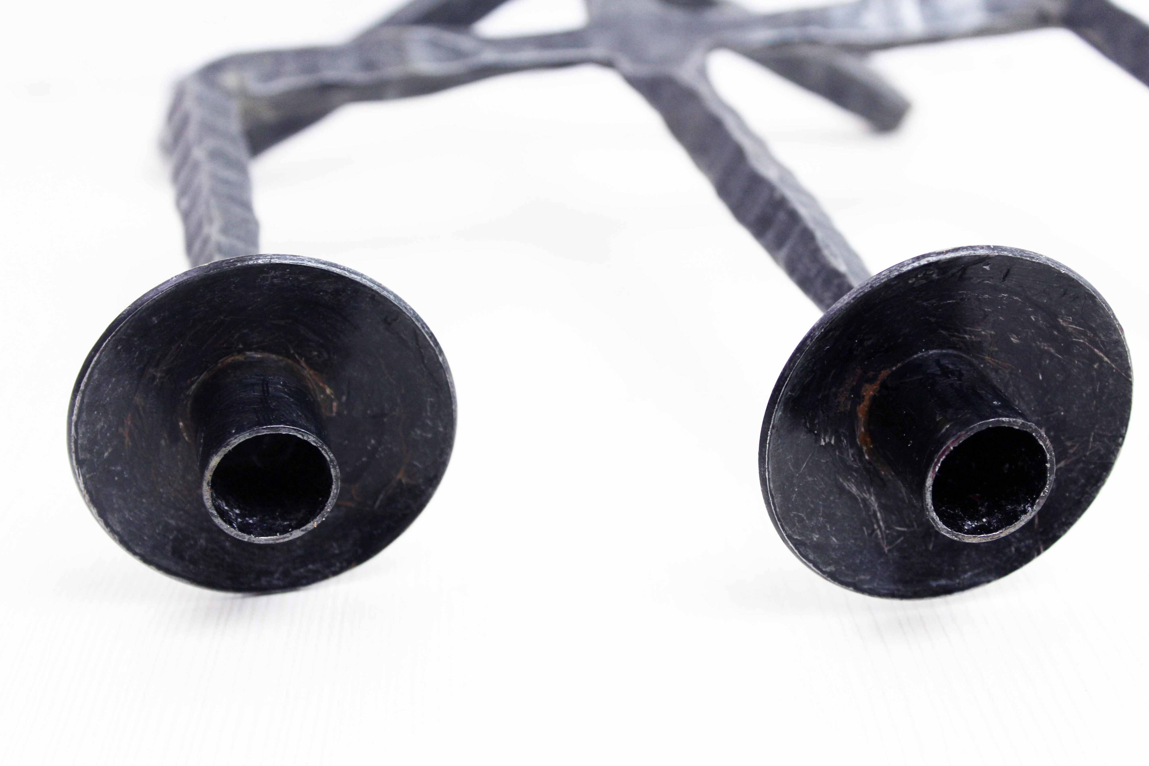 Brutalist cast iron candle holder 1950