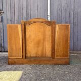 Coiffeuse en bois et miroir triptyque