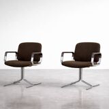 Pair of Vintage Mid-Century German Modern Fabric and Aluminium Chairs Mauser