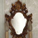 French Antique Gilt Bronze Double Light Crystal Mirrored Wall Sconce 4806