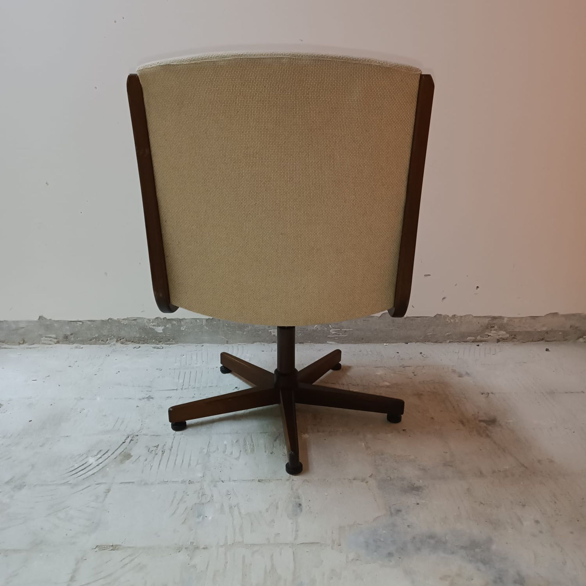 2 vintage swivel wooden office chairs year 70