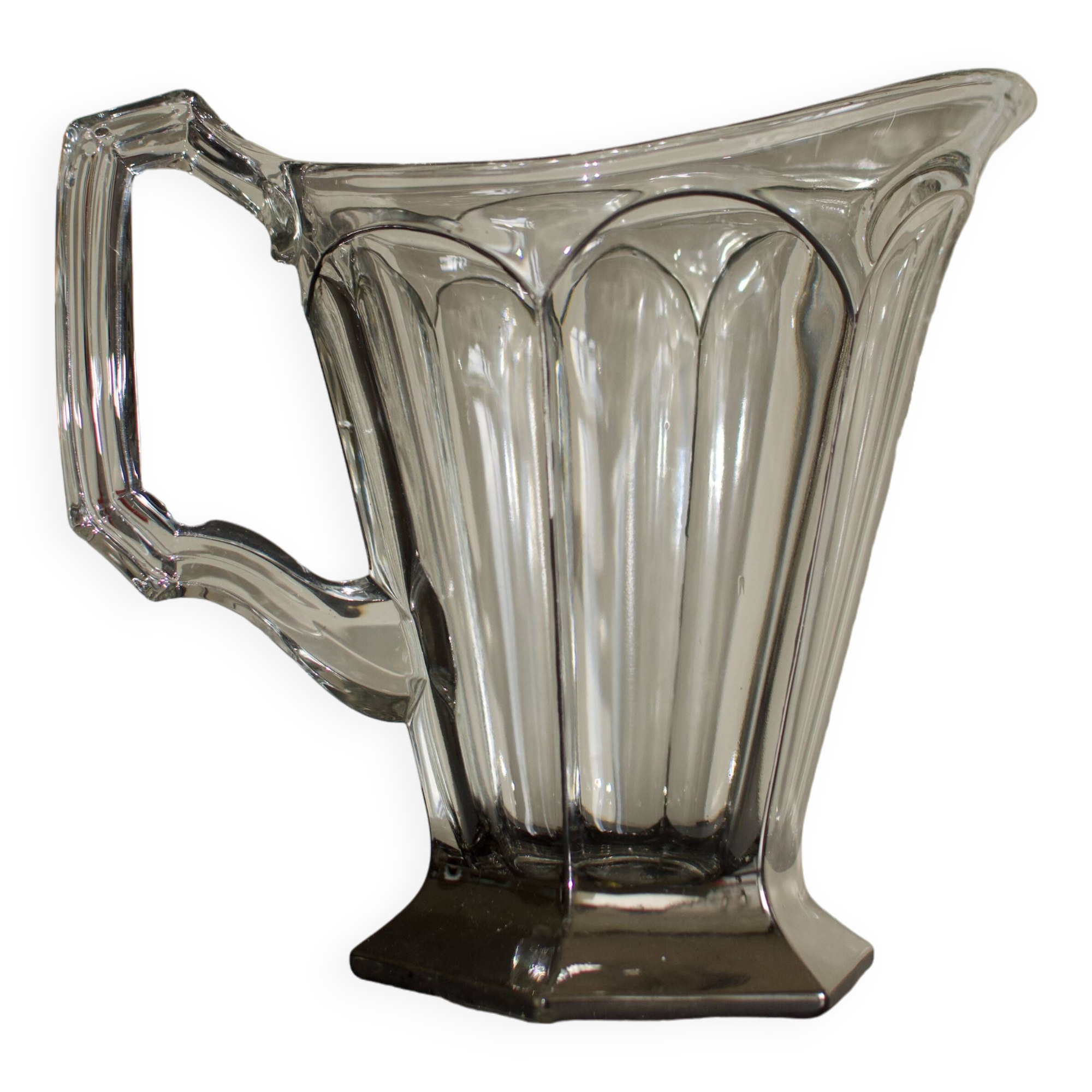 Vintage art deco crystal jug pitcher with silver feet