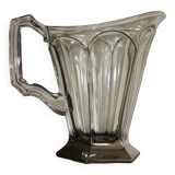 Vintage art deco crystal jug pitcher with silver feet