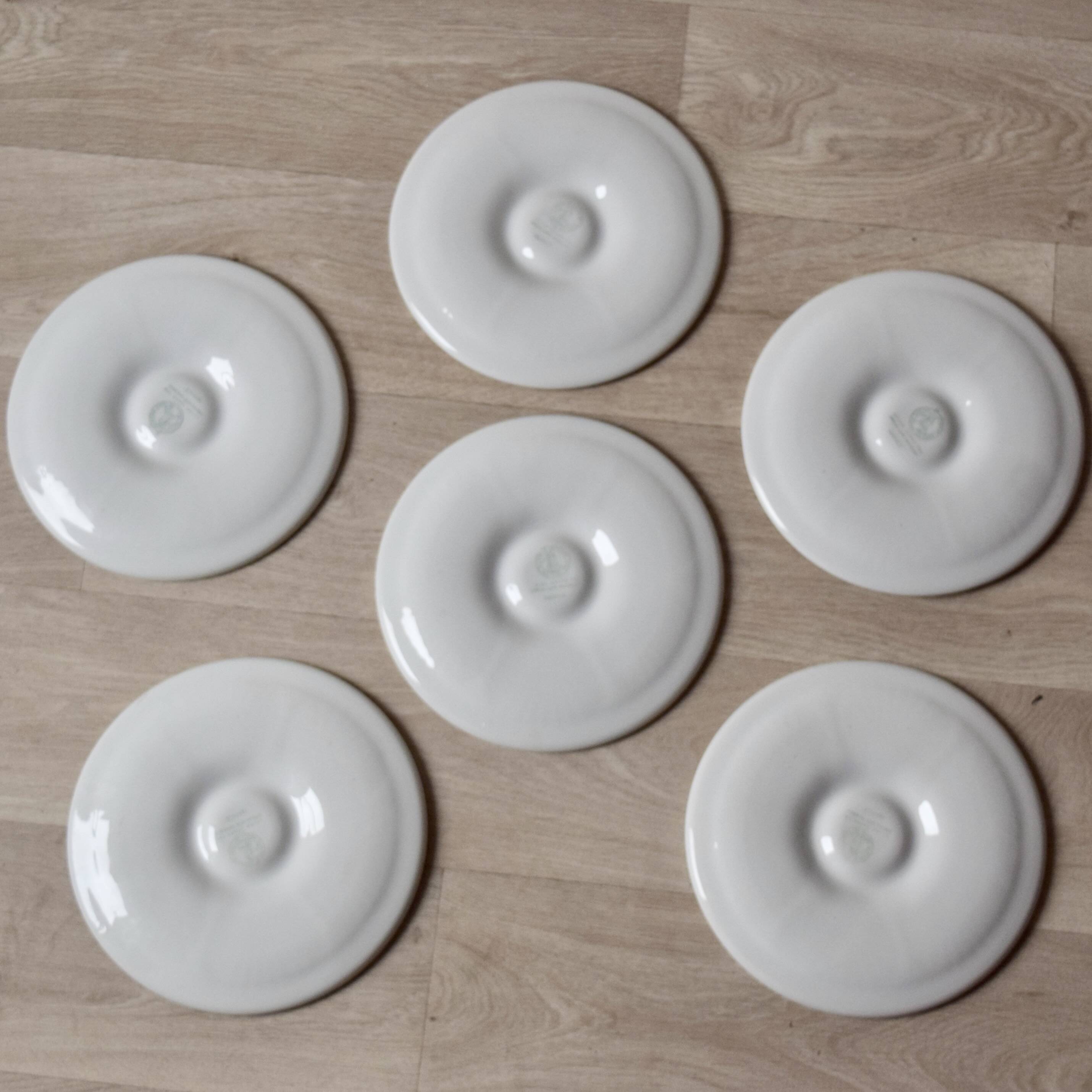 Set of 6 vintage oyster plates Moulin-des-Loups - Orchies - Grand Feu decor