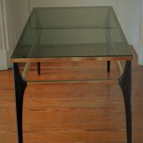 Metal coffee table, glass tray, 60s