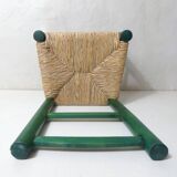 Vintage old wooden straw chair for children