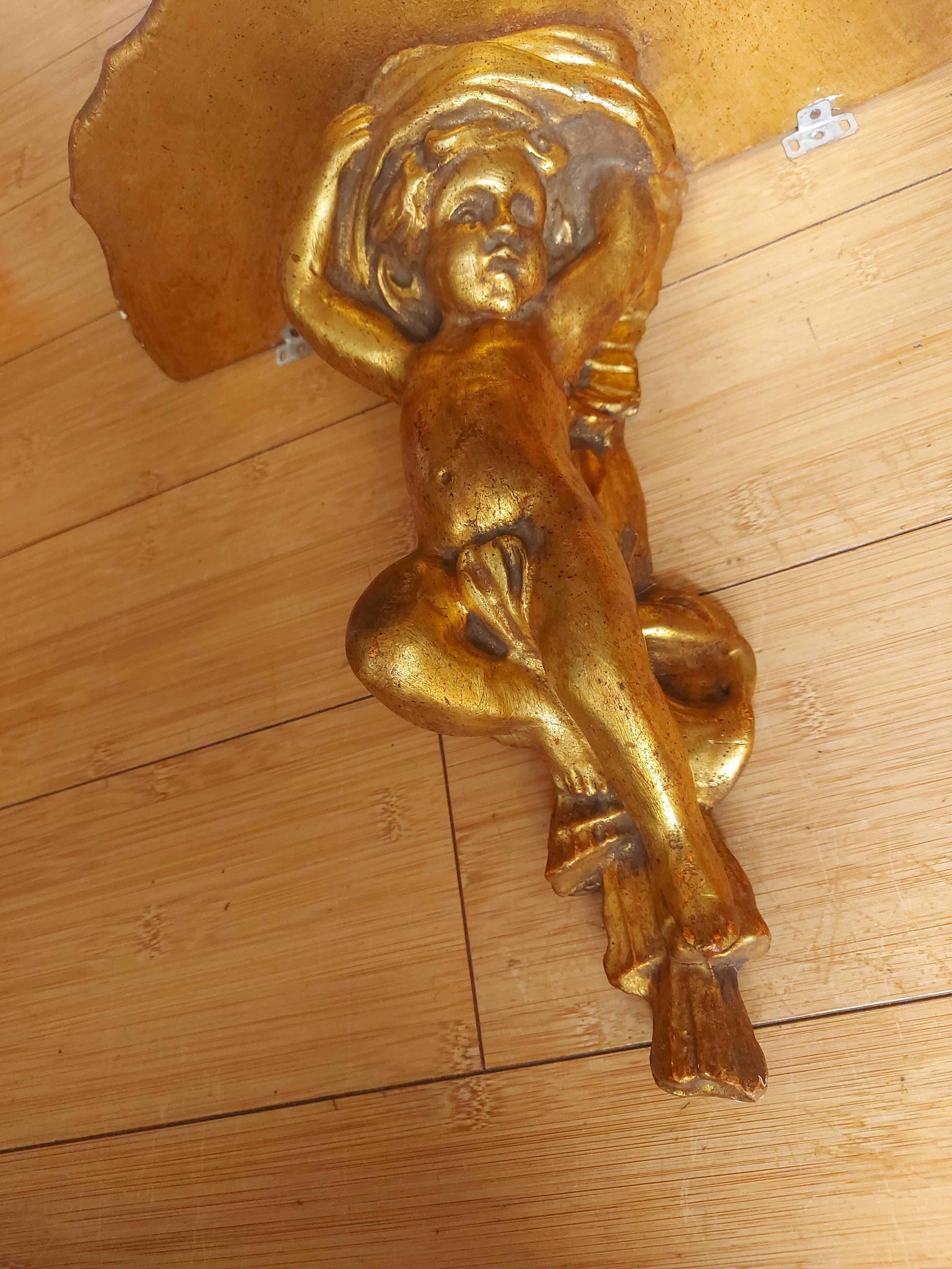 Shelf , Wall console gilded cherub