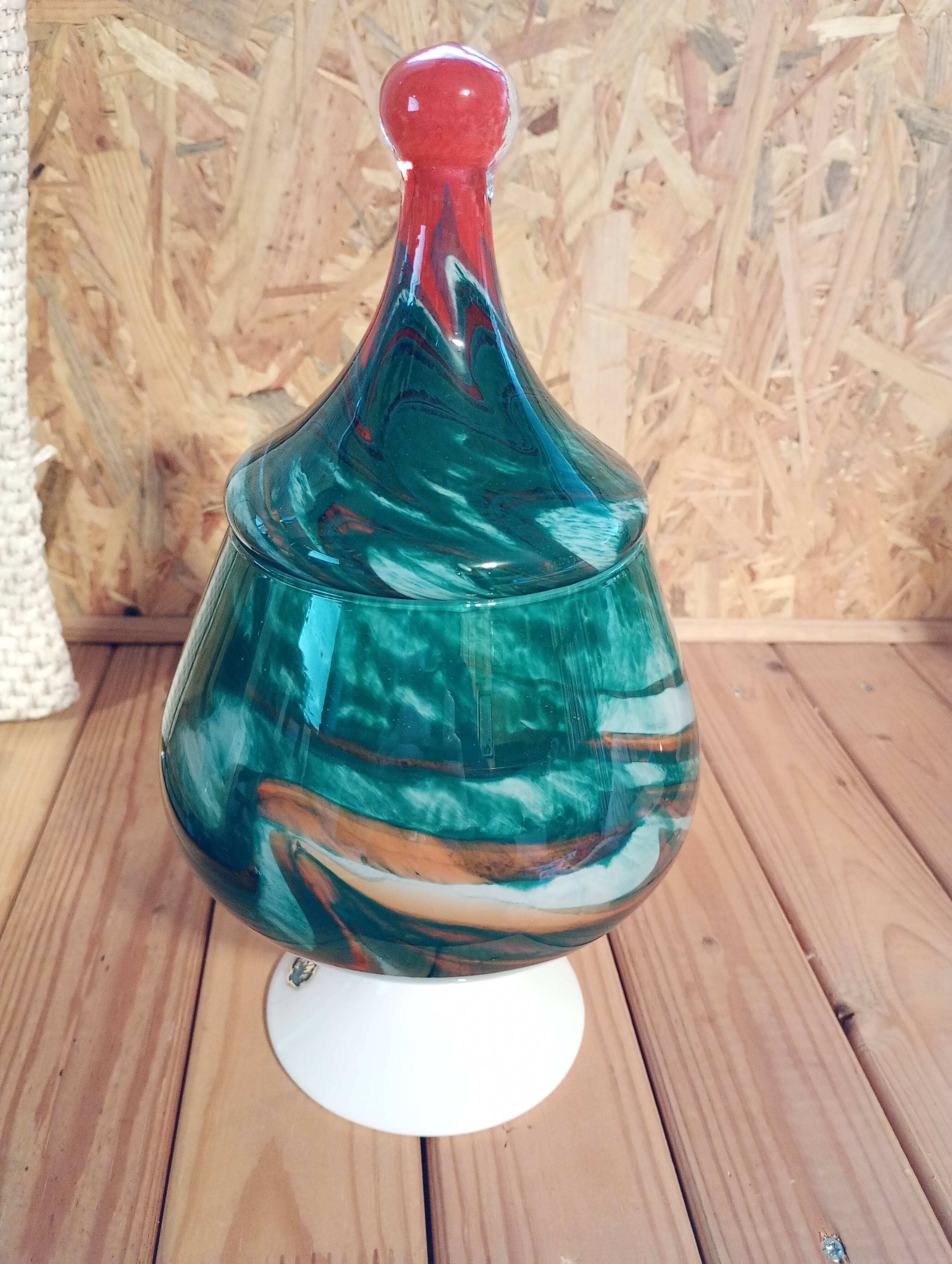 Opaline glass candy box made in Italy