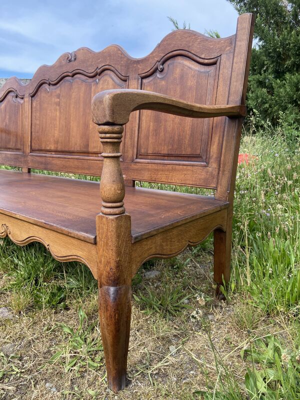 Banc rustique Véranda Patio Vintage Banc de jardin salon en chêne 1980s