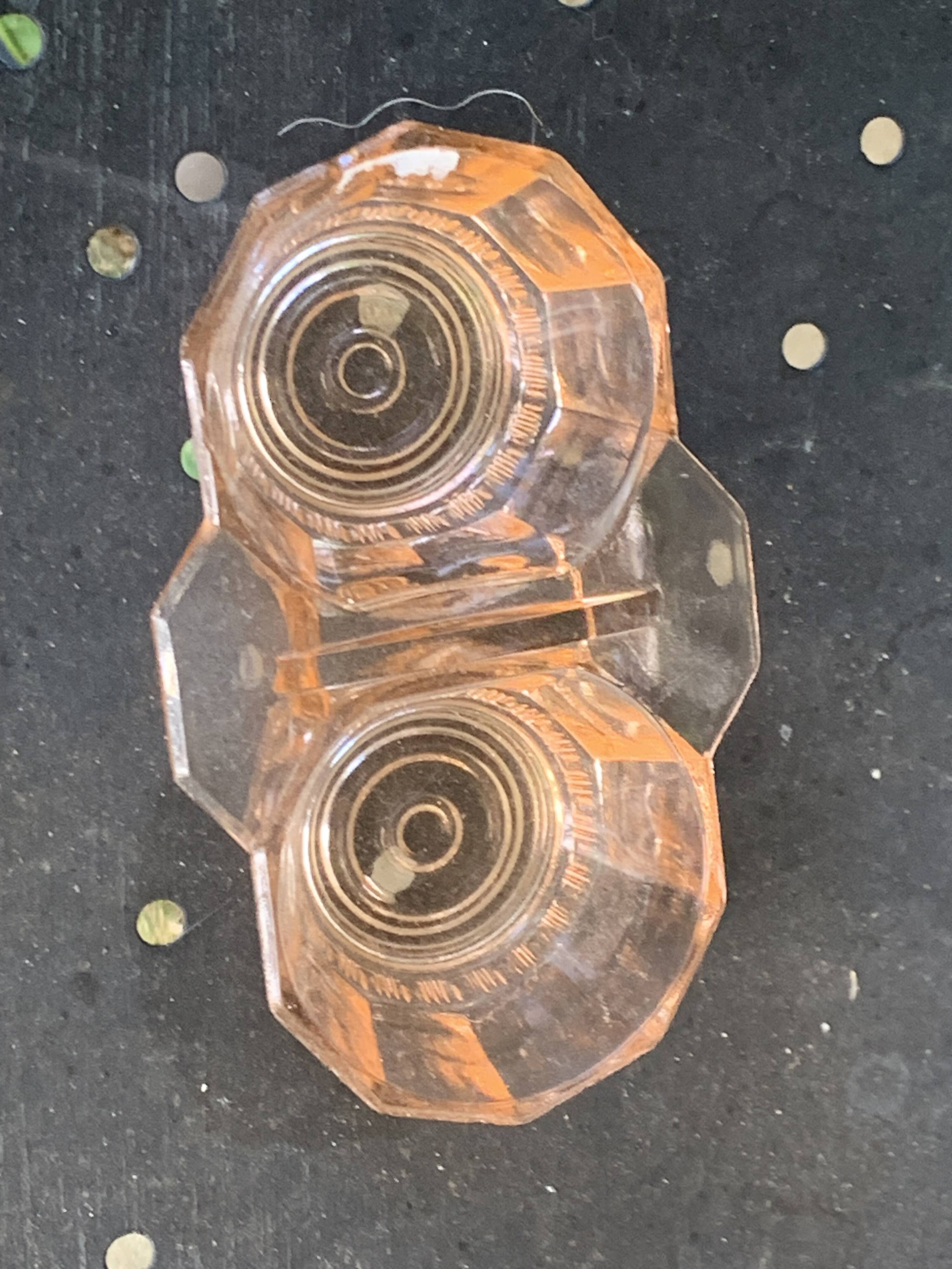Vintage pink glass carafe and salt cellar