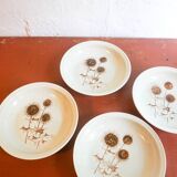 4 x sarreguemines france thistle deep plates mid century gres ceramic pottery salad bowls