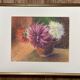Tableau au pastel ancien, bouquet de fleurs, nature morte