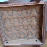 Scandinavian brown skai and wood armchair