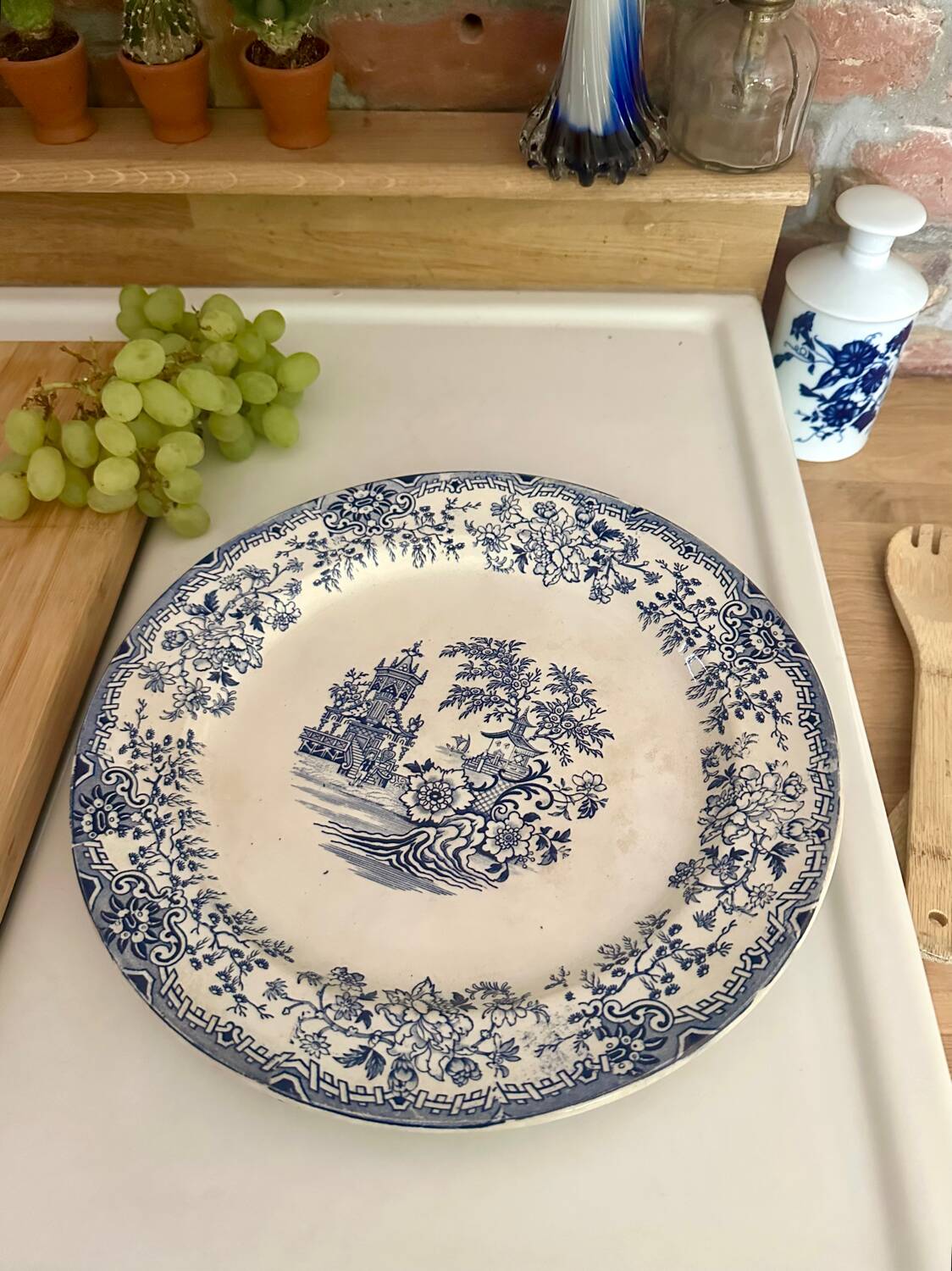 Large round antique dish