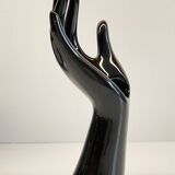 Handmade vintage black ceramic ring sizer vase