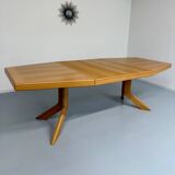 Antique octagonal solid wood extendable table, Girsberger design