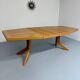 Ancienne table en bois massif octogonal a rallonge design Girsberger