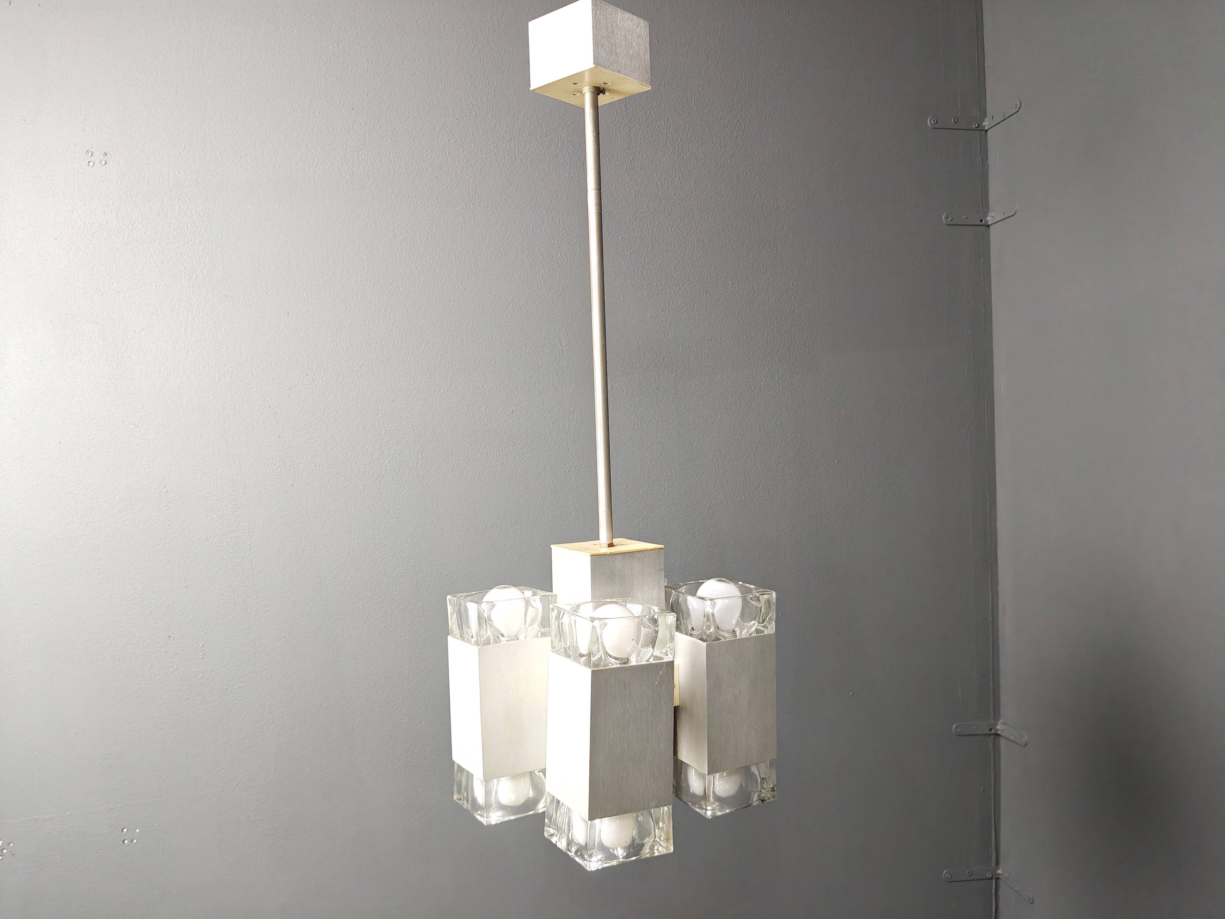Vintage italian cubic chandelier by Gaetano Sciolari, 1970s