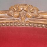 Large Louis XV style bergere chair in red velvet